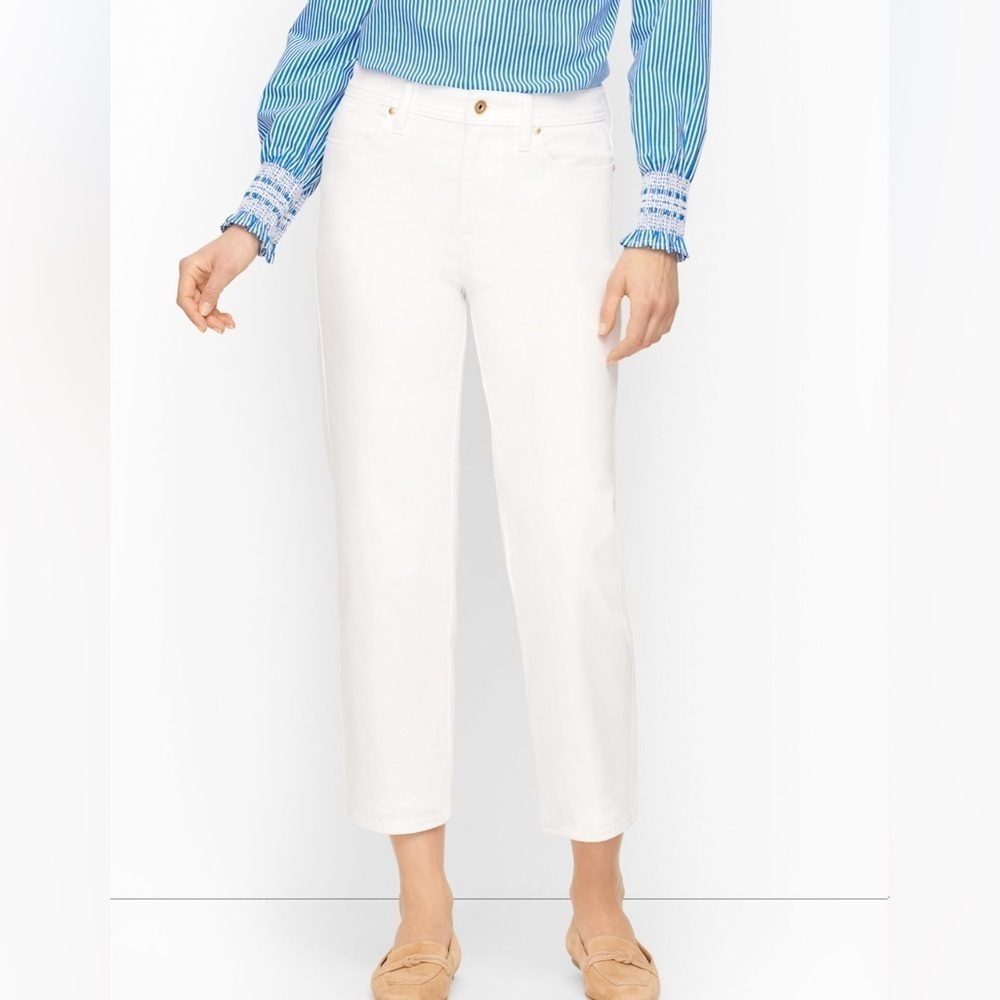 TALBOTS Stovepipe Jeans Mid Rise Wide Leg Crop - White Size 8